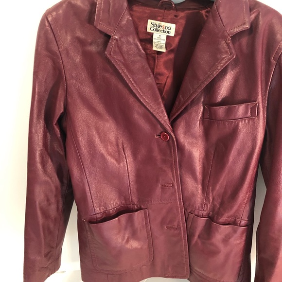 STYLE & CO. COLLECTION  M SHELL BURGUNDY JACKET - Picture 7 of 7